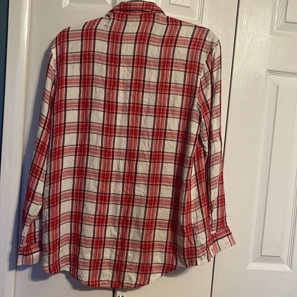 Express Long Sleeve Button Down Red And White Fla… - image 7